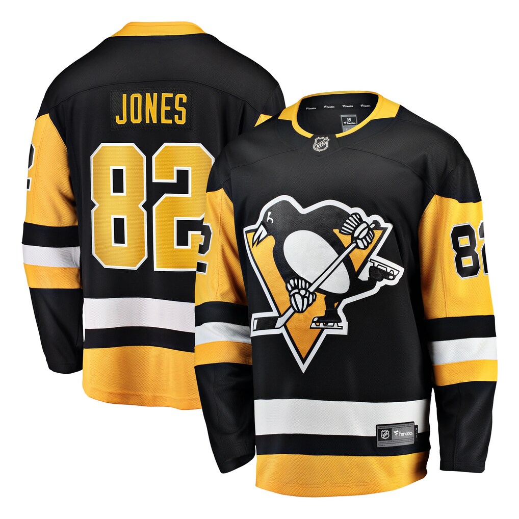 Men's Pittsburgh Penguins Caleb Jones Fanatics Black Home Breakaway Jersey - Jersey