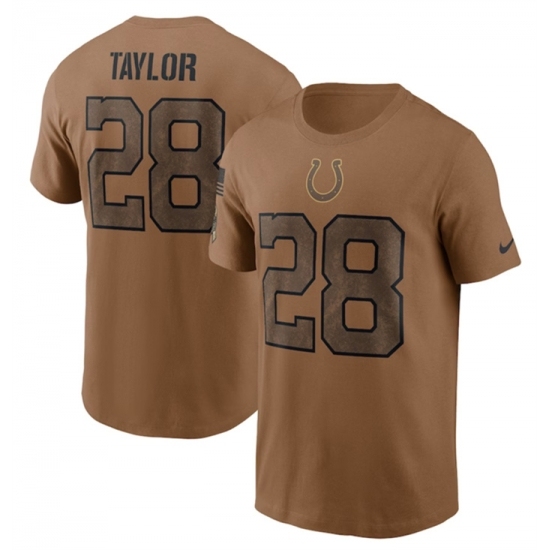 Men's Indianapolis Colts #28 Jonathan Taylor 2023 Brown Salute To Service T Shirt - Jersey