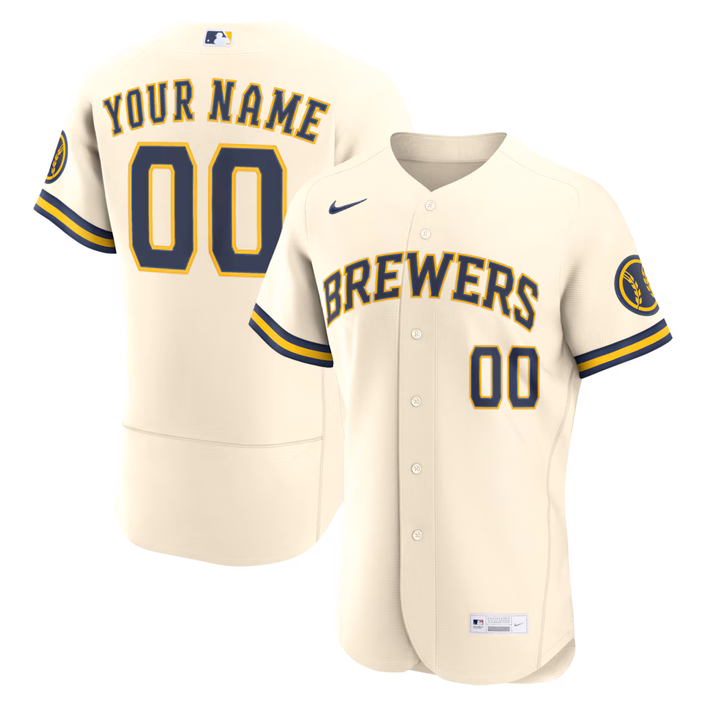 Men's Milwaukee Brewers Nike Cream Home Authentic Custom Jersey - Jersey