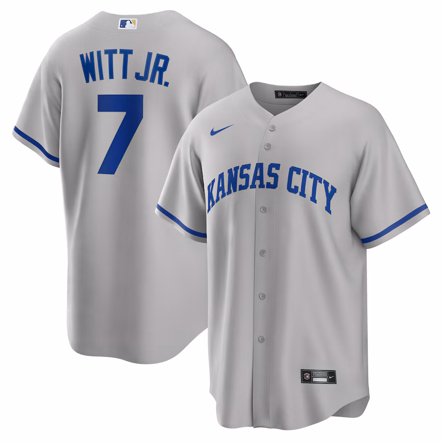 Men's Kansas City Royals Bobby Witt Jr. Nike Gray Road Replica Jersey - Jersey