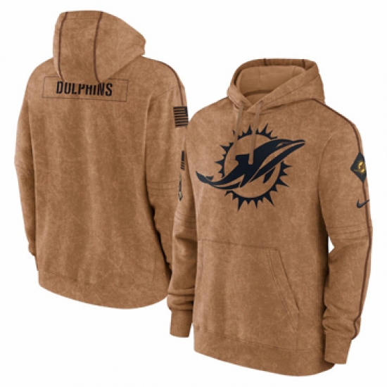 Men's Miami Dolphins Nike Brown 2023 Salute To Service Club Pullover Hoodie - Jersey