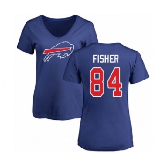 Football Women's Buffalo Bills #84 Jake Fisher Royal Blue Name & Number Logo T-Shirt - Jersey