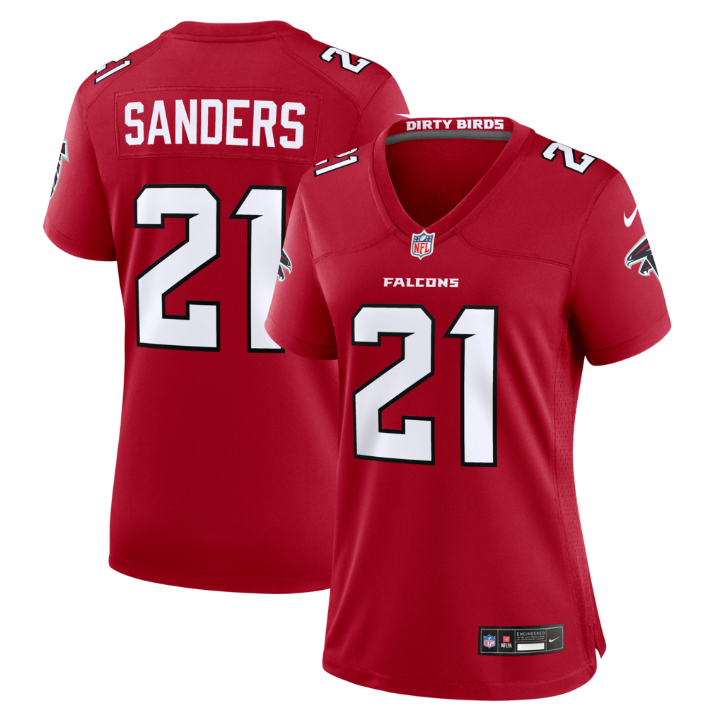Women's Atlanta Falcons Deion Sanders Nike Red Retired Player Game Jersey - Jersey