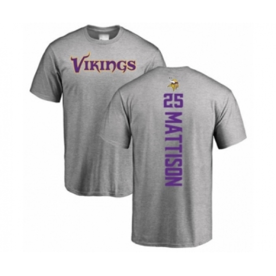 Football Minnesota Vikings #25 Alexander Mattison Ash Backer T-Shirt - Jersey