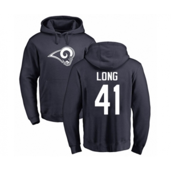 Football Los Angeles Rams #41 David Long Navy Blue Name & Number Logo Pullover Hoodie - Jersey