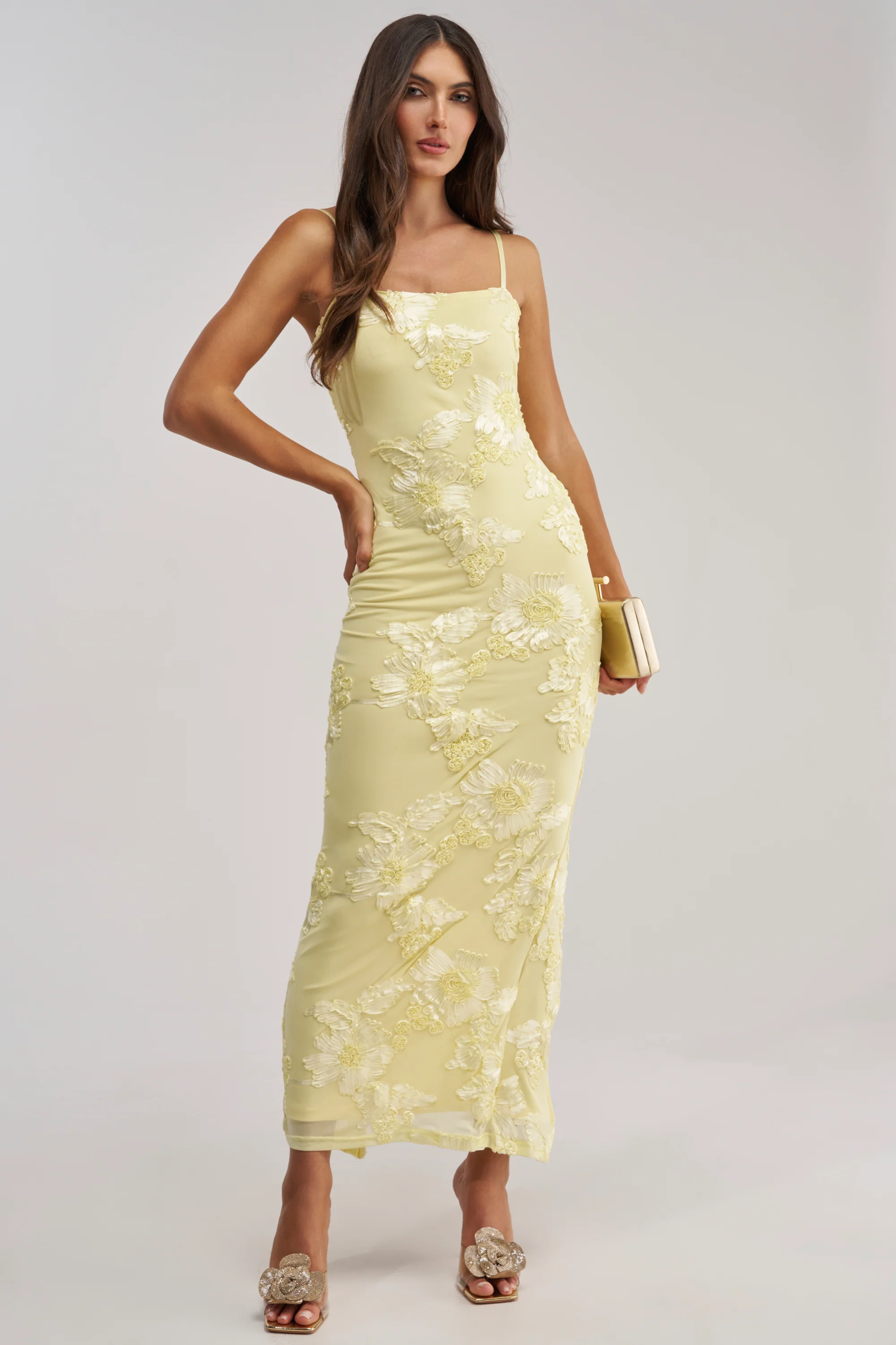 TRY TO KEEP UP FLORAL MIDI DRESS IN YELLOW - Akira Wear