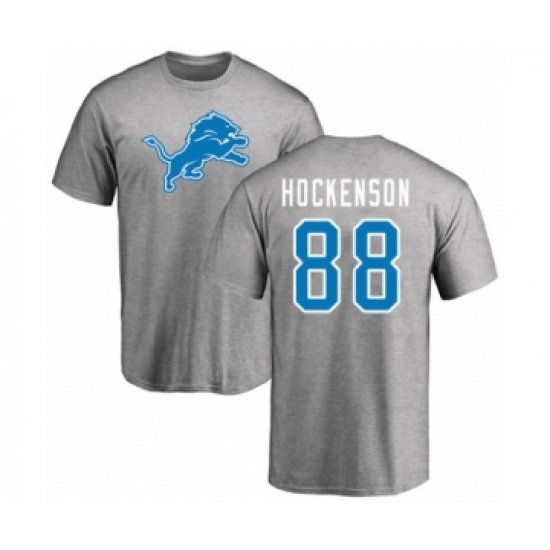 Football Detroit Lions #88 T.J. Hockenson Ash Name & Number Logo T-Shirt - Jersey