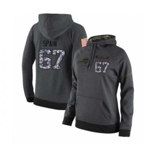 Football Women's Buffalo Bills #67 Quinton Spain Stitched Black Anthracite Salute to Service Player Performance Hoodie - Jersey