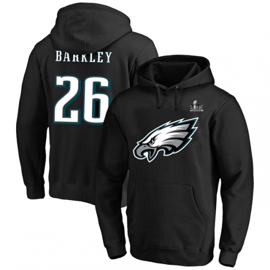 Men's Philadelphia Eagles #26 Saquon Barkley Black Super Bowl LIX Big & Tall Name & Number Pullover Hoodie - Jersey