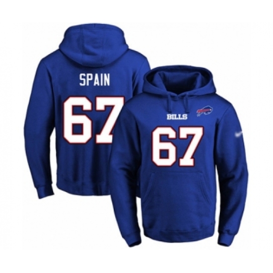 Football Men's Buffalo Bills #67 Quinton Spain Royal Blue Name & Number Pullover Hoodie - Jersey