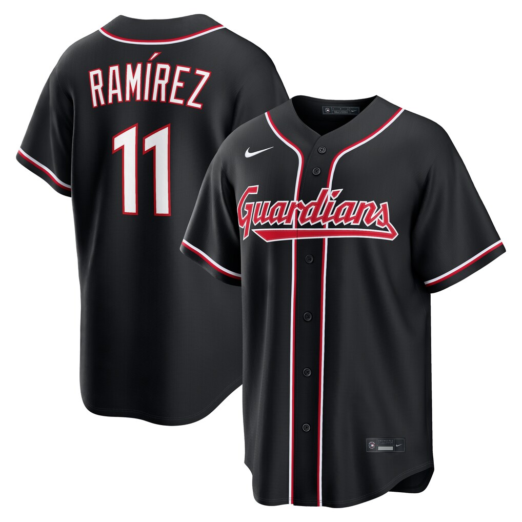 Men's Cleveland Guardians José Ramírez Nike Fashion Replica Black Out Jersey - Jersey