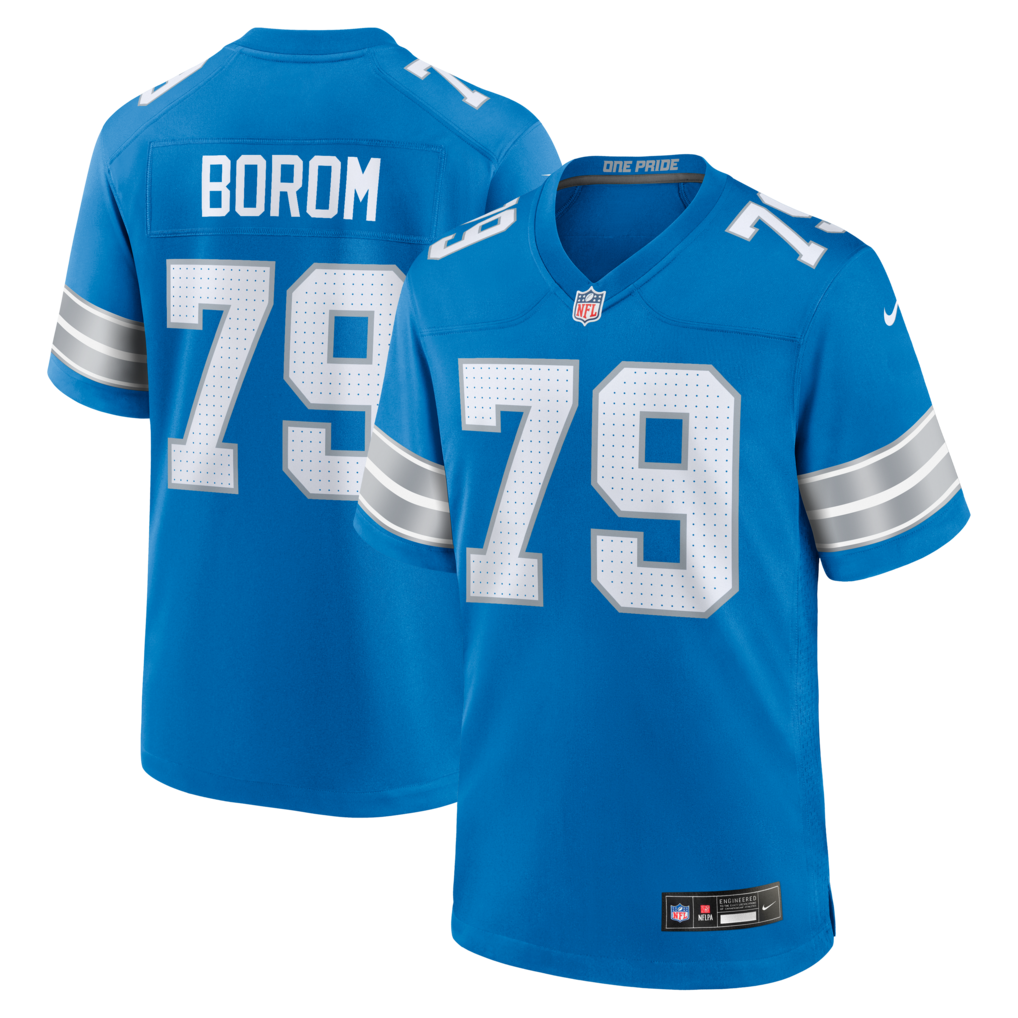 Men's Detroit Lions Larry Borom Nike Blue Team Game Jersey - Jersey