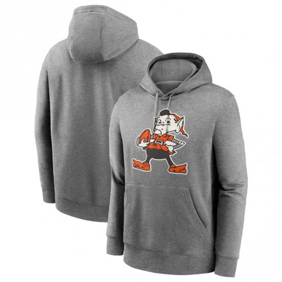 Men's Cleveland Browns Heather Gray Primary Logo Long Sleeve Hoodie - Jersey