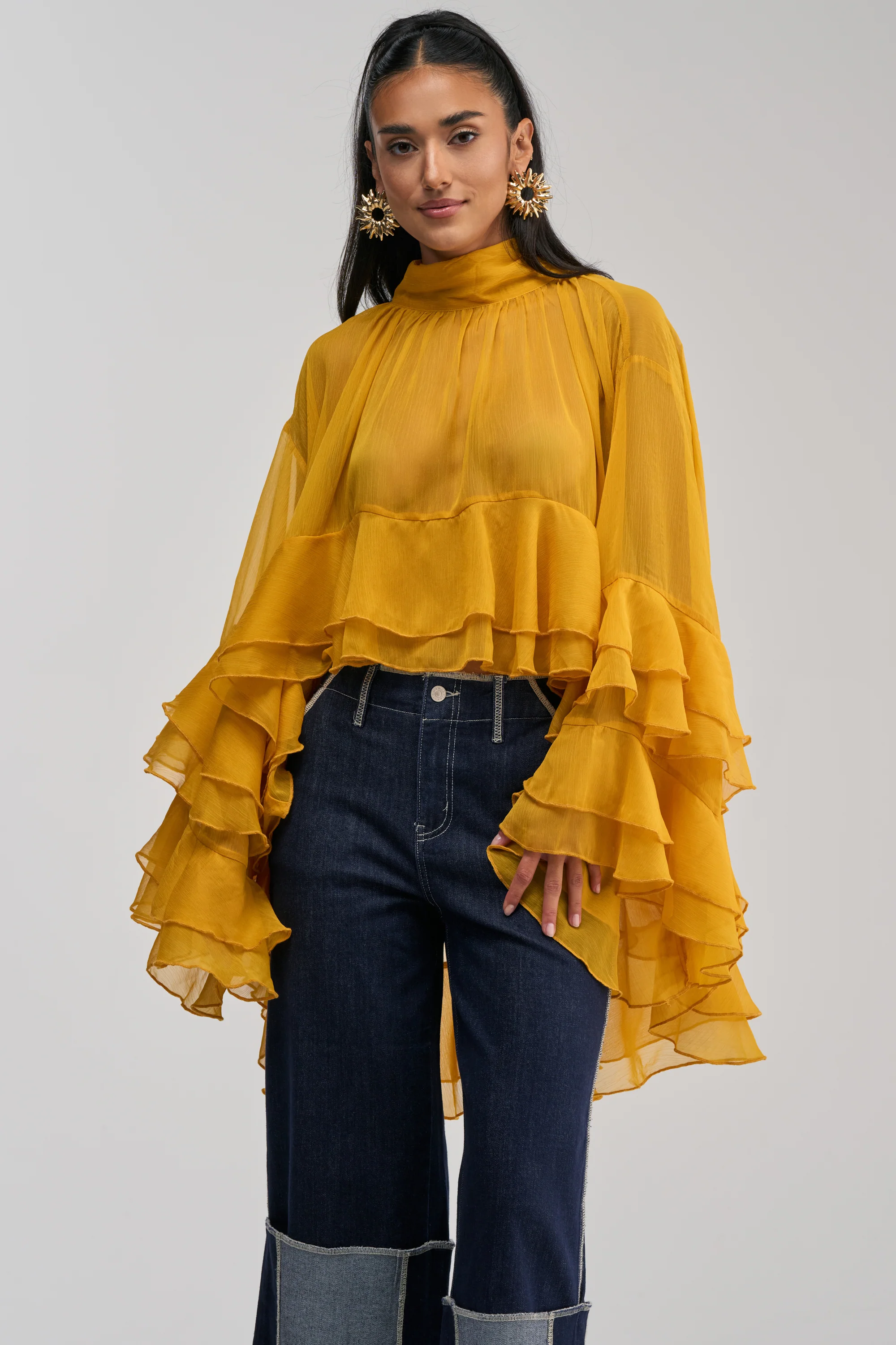 MARGOT CHIFFON BLOUSE IN MUSTARD - Akira Wear