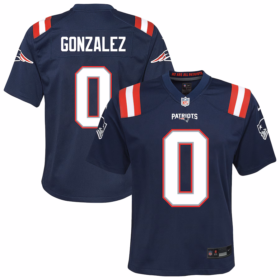 Youth New England Patriots Christian Gonzalez Nike Navy Game Jersey - Jersey