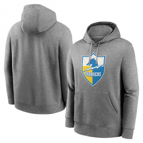 Men's Los Angeles Chargers Heather Gray Primary Logo Long Sleeve Hoodie - Jersey