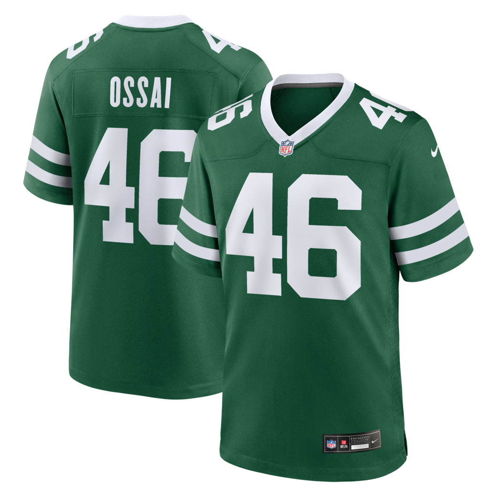 Men's New York Jets Joseph Ossai Nike Legacy Green Team Game Jersey - Jersey