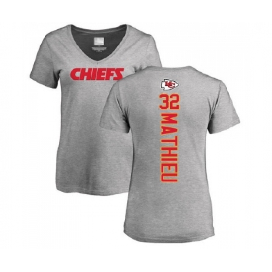 Football Women's Kansas City Chiefs #32 Tyrann Mathieu Ash Backer V-Neck T-Shirt - Jersey