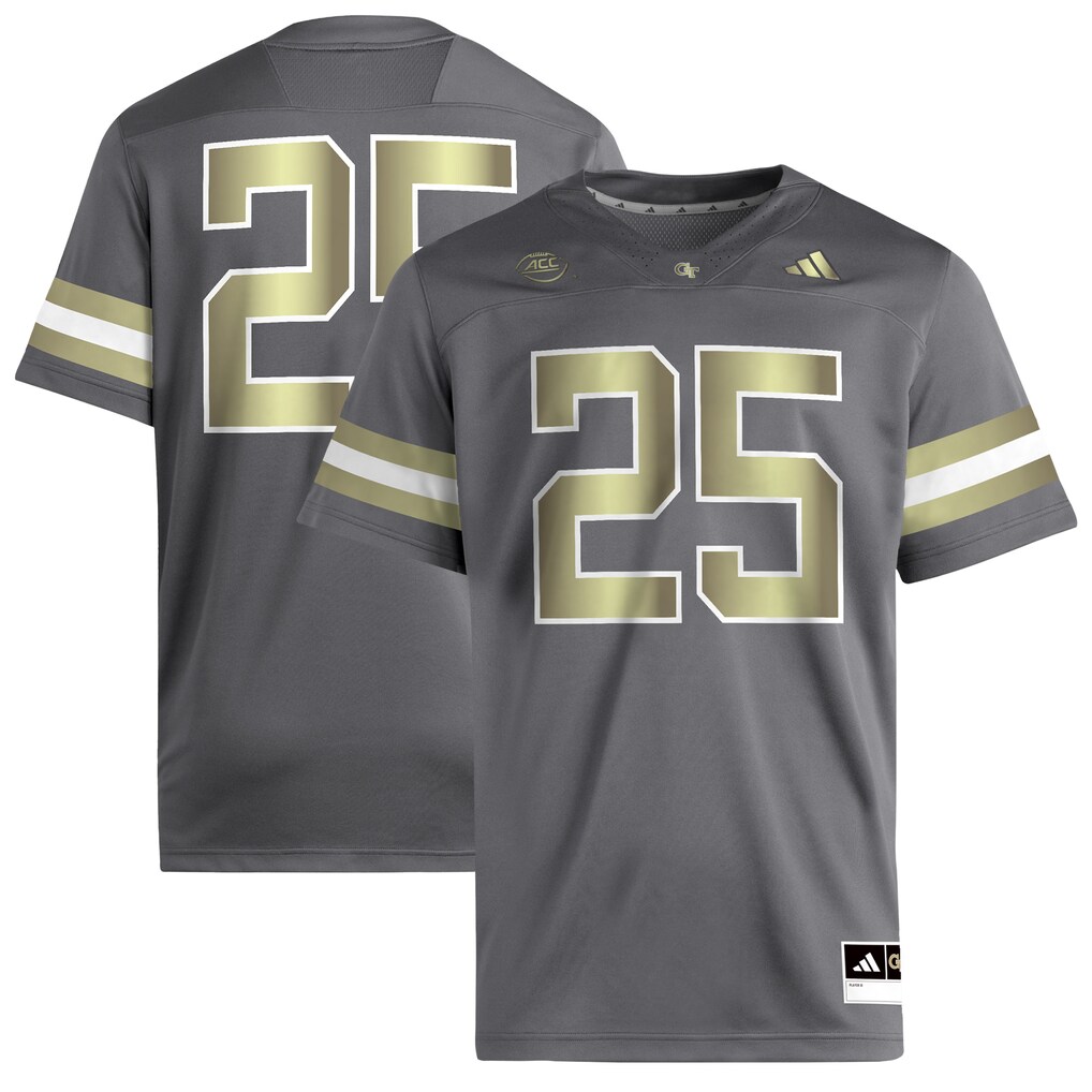 Men's adidas #25 Gray Georgia Tech Yellow Jackets Premier Jersey - Jersey