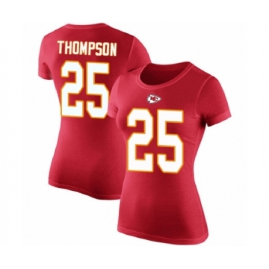 Football Women's Kansas City Chiefs #25 Darwin Thompson Red Rush Pride Name & Number T-Shirt - Jersey