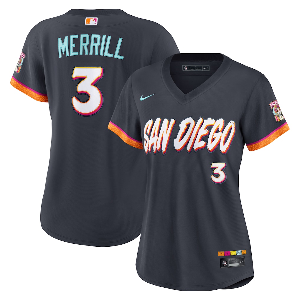 Women's San Diego Padres Jackson Merrill Nike Obsidian 2026 City Connect Stadium Jersey - Jersey