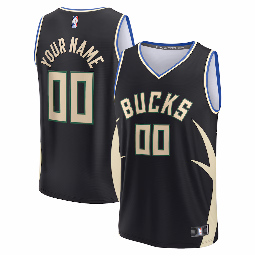 Men's Milwaukee Bucks Fanatics Black Custom Fast Break Jersey - Statement Edition - Jersey