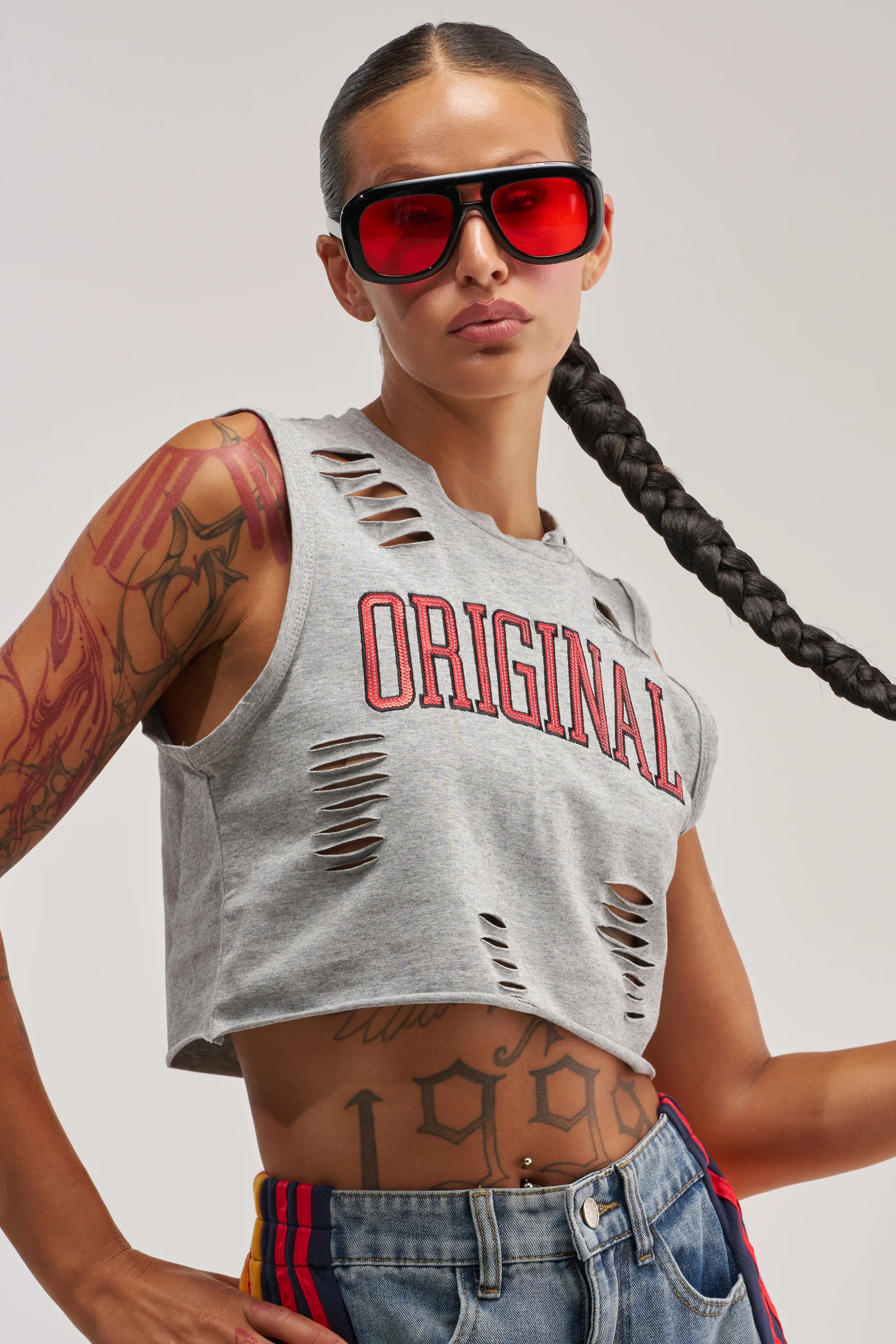 ORIGINAL SEQUIN CROPPED MUSCLE TEE - Akira Wear