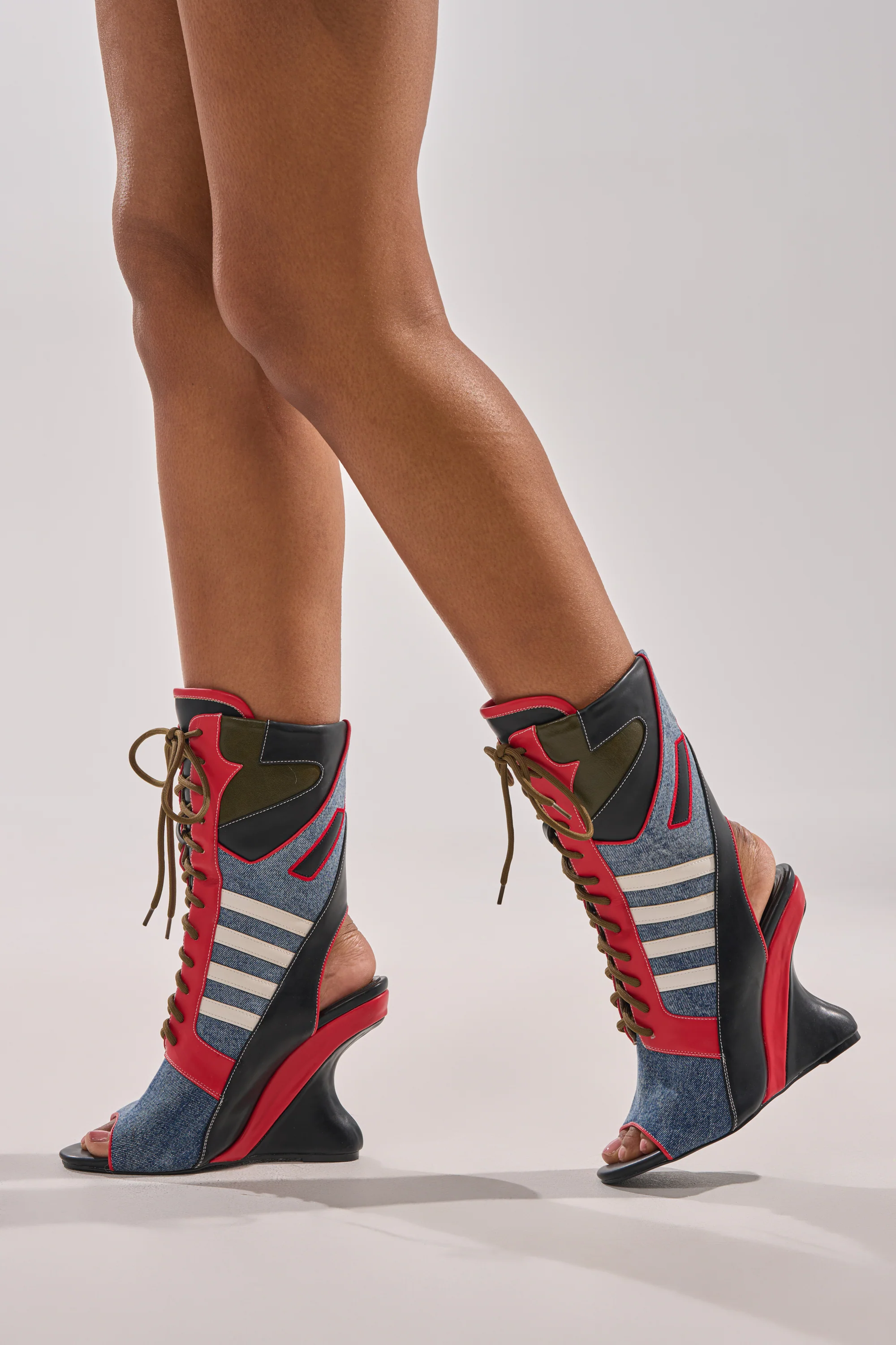 AKIRA GOLD MAYWEATHER MULTI SPORTY LOOK WEDGE BOOTIE - Akira Wear