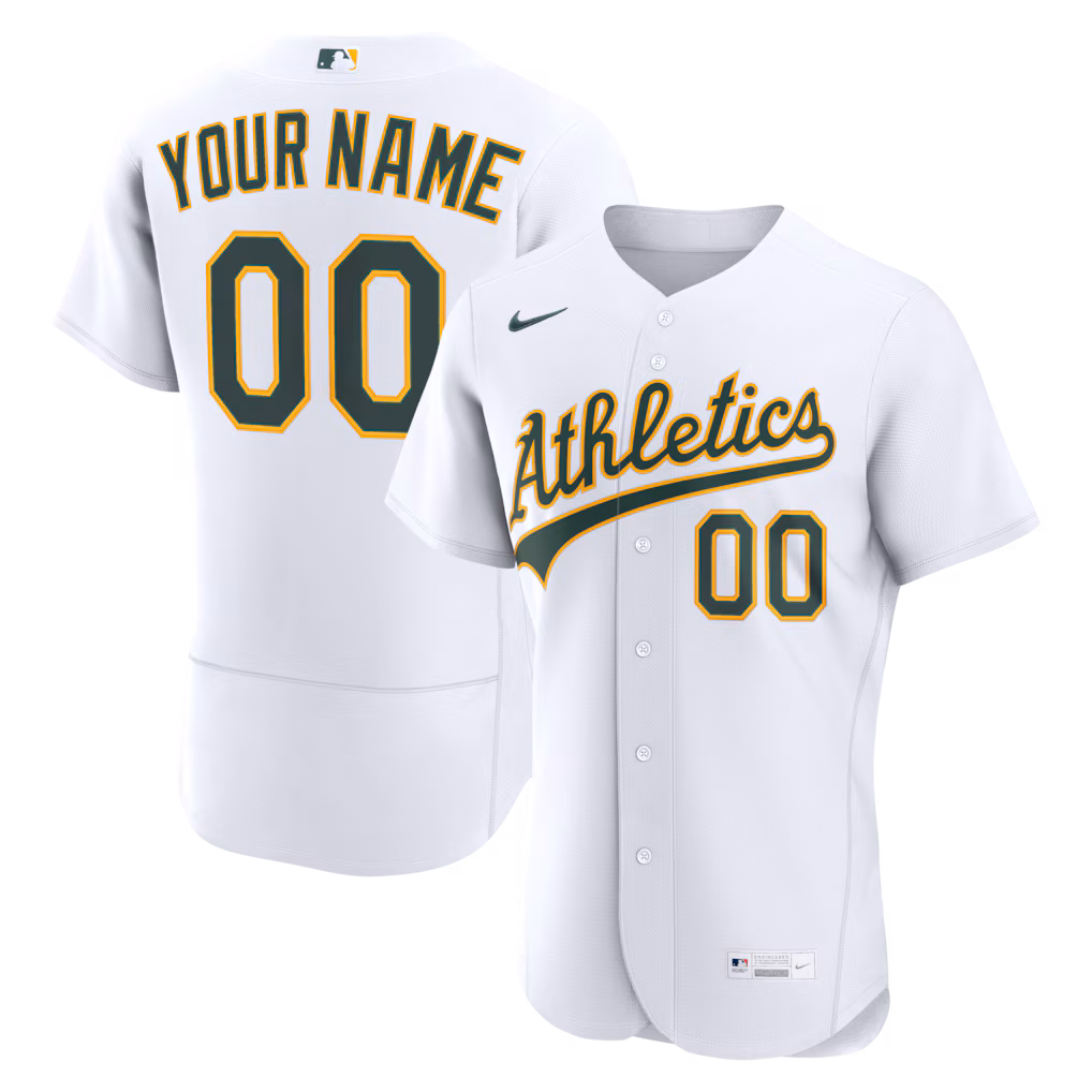 Men's Athletics Nike White Home Authentic Custom Jersey - Jersey