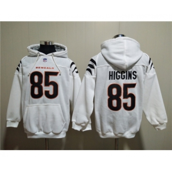 Men's Cincinnati Bengals #85 Tee Higgins White Pullover Hoodie - Jersey