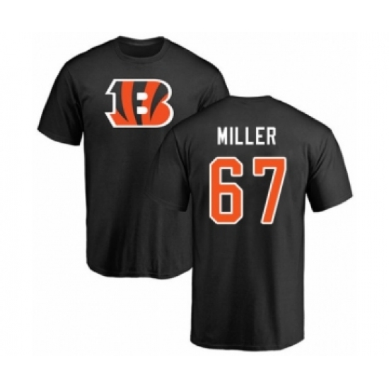 Football Cincinnati Bengals #67 John Miller Black Name & Number Logo T-Shirt - Jersey