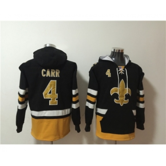 Men's New Orleans Saints #4 Derek Carr Black Ageless Must-Have Lace-Up Pullover Hoodie - Jersey