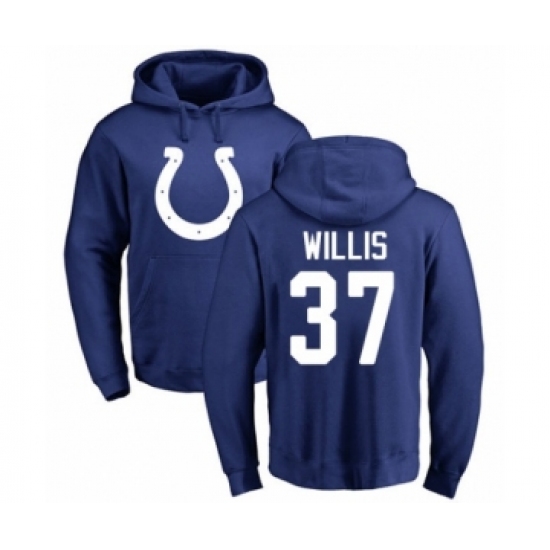 Football Indianapolis Colts #37 Khari Willis Royal Blue Name & Number Logo Pullover Hoodie - Jersey