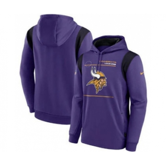 Men's Minnesota Vikings 2021 Purple Sideline Logo Performance Pullover Hoodie - Jersey