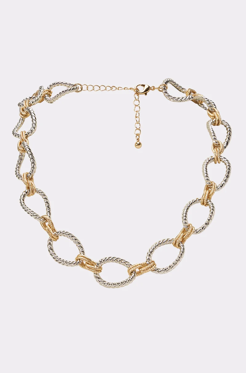 TWO TONE BIG LINK NECKLACE - Akira Wear