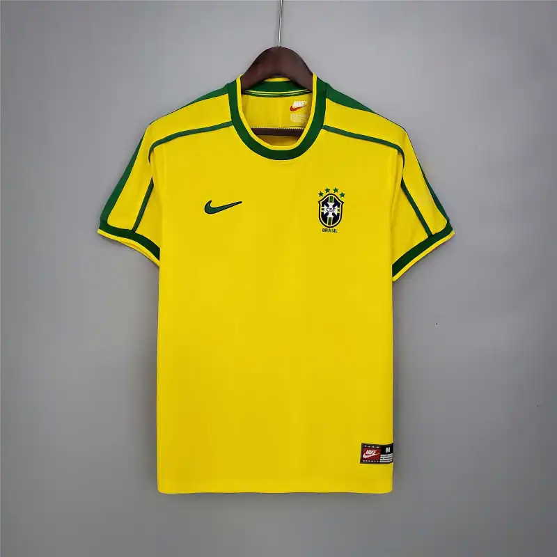 Brazil Retro Jersey Custom Home Soccer Jersey 1998 - Jersey