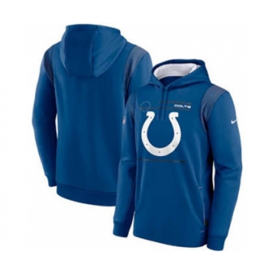 Men's Indianapolis Colts 2021 Royal Sideline Logo Performance Pullover Hoodie - Jersey