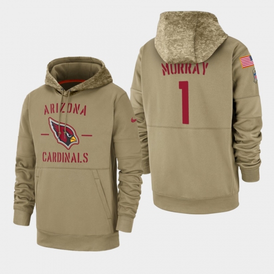 Men's Arizona Cardinals #1 Kyler Murray 2019 Salute to Service Sideline Therma Pullover Hoodie - Tan - Jersey