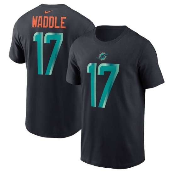 Men's Miami Dolphins #17 Jaylen Waddle Black 2025 Rivalries Collection Player Name & Number T-Shirt - Jersey