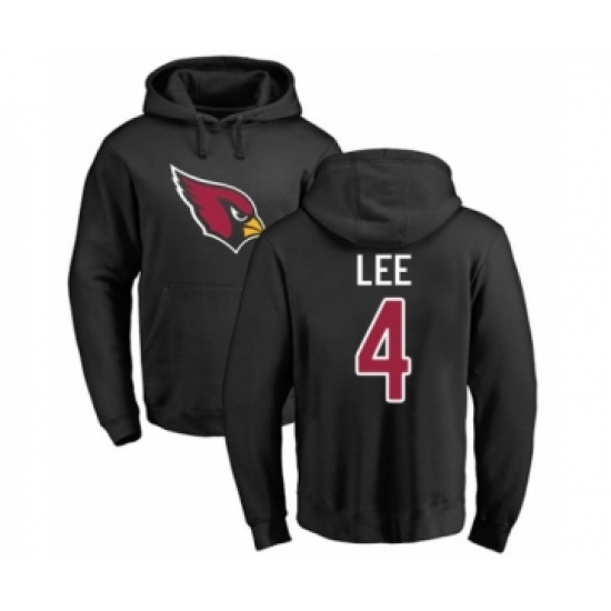 Football Arizona Cardinals #4 Andy Lee Black Name & Number Logo Pullover Hoodie - Jersey