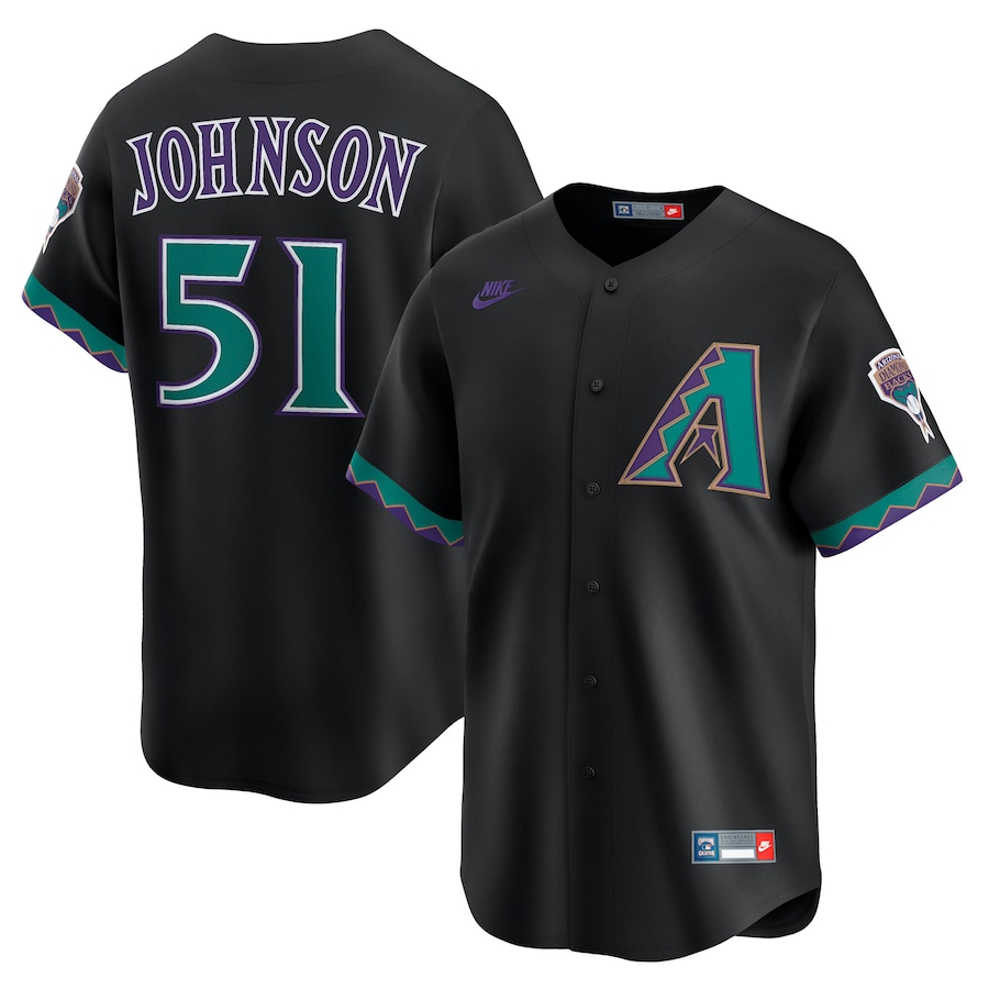 Men's Arizona Diamondbacks Randy Johnson Nike Black Throwback Cooperstown Collection Limited Jersey - Jersey