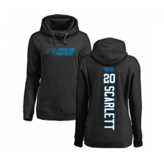 Football Women's Carolina Panthers #20 Jordan Scarlett Black Backer Pullover Hoodie - Jersey