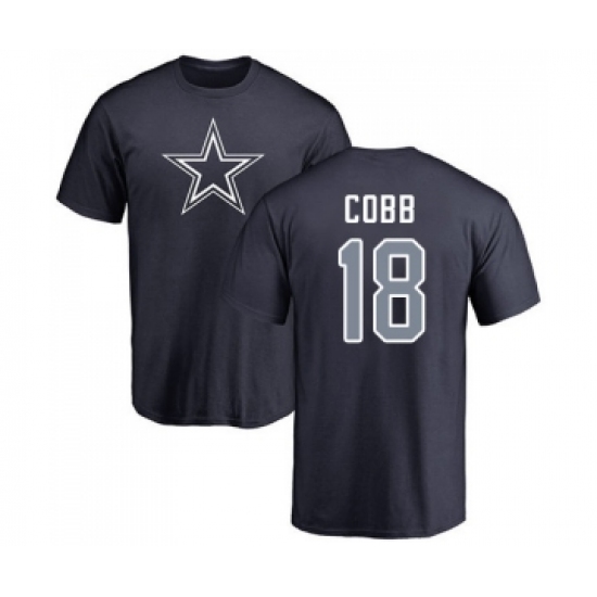 Football Dallas Cowboys #18 Randall Cobb Navy Blue Name & Number Logo T-Shirt - Jersey