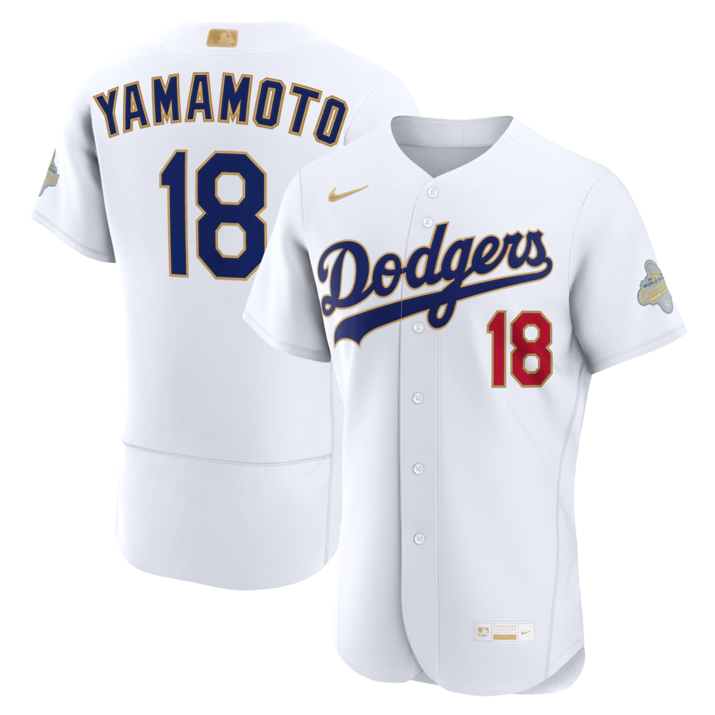 Men's Los Angeles Dodgers Yoshinobu Yamamoto Nike White 2026 Gold Collection Authentic Jersey - Jersey