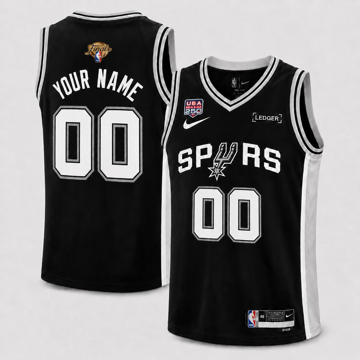Men's San Antonio Spurs Fanatics Black Fast Break Custom Replica Jersey - Icon Edition - Jersey