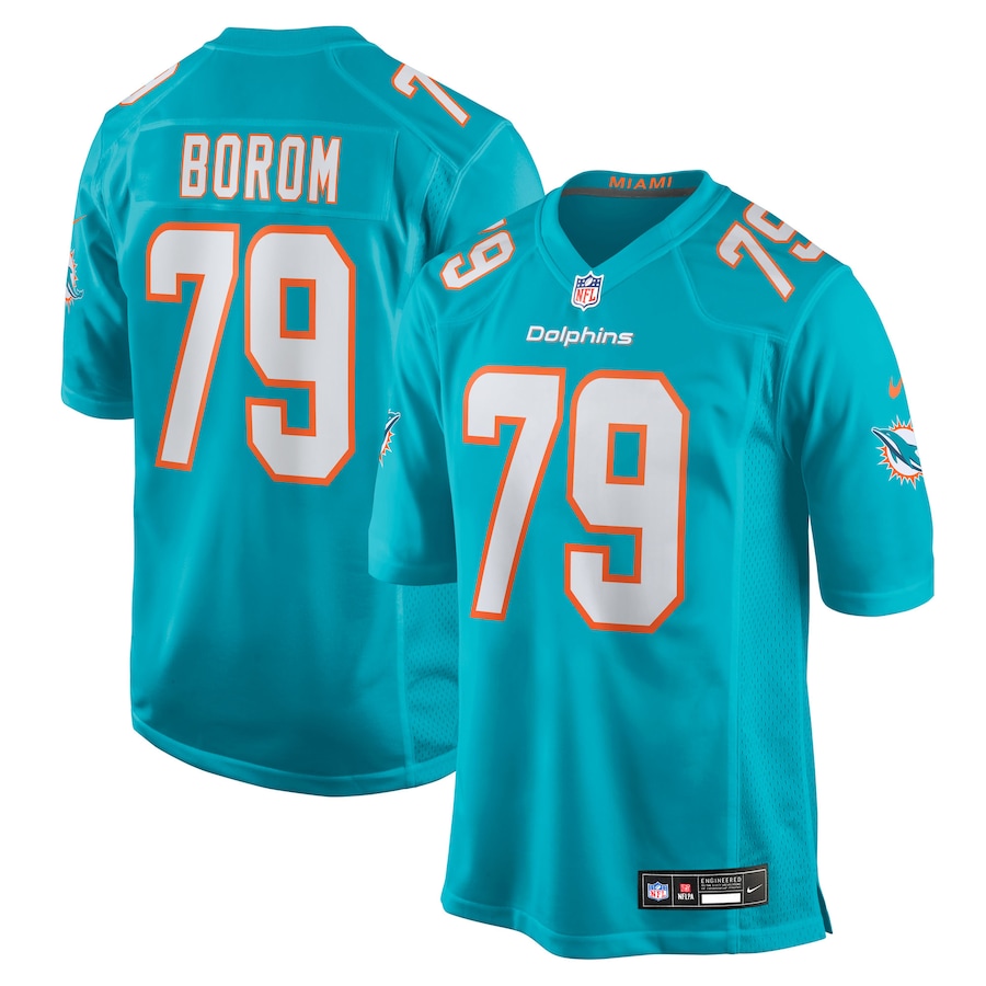 Men's Miami Dolphins Larry Borom Nike Aqua Team Game Jersey - Jersey
