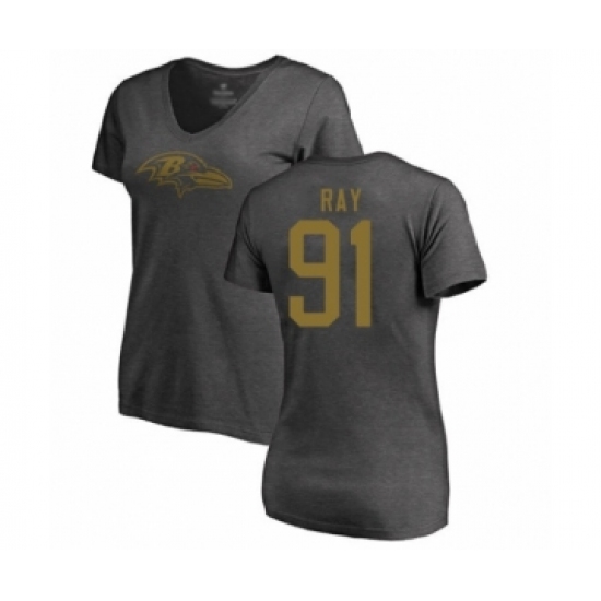 Football Women's Baltimore Ravens #91 Shane Ray Ash One Color T-Shirt - Jersey