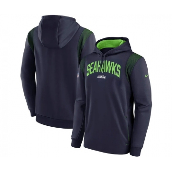 Mens Seattle Seahawks College Navy Sideline Stack Performance Pullover Hoodie - Jersey