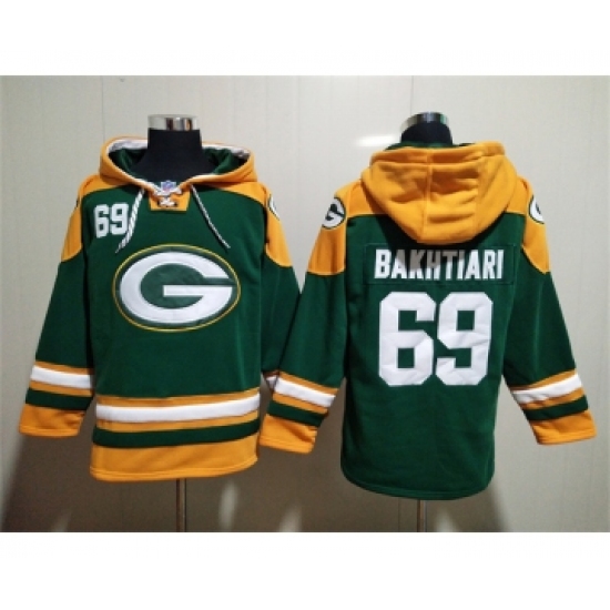 Men's Green Bay Packers #69 David Bakhtiari Green Lace-Up Pullover Hoodie - Jersey
