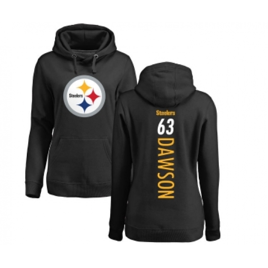 Football Women's Pittsburgh Steelers #63 Dermontti Dawson Black Backer Pullover Hoodie - Jersey